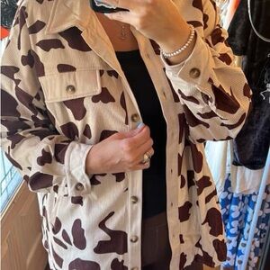 Stylish Women's Brown and Cream Utility Jacket
